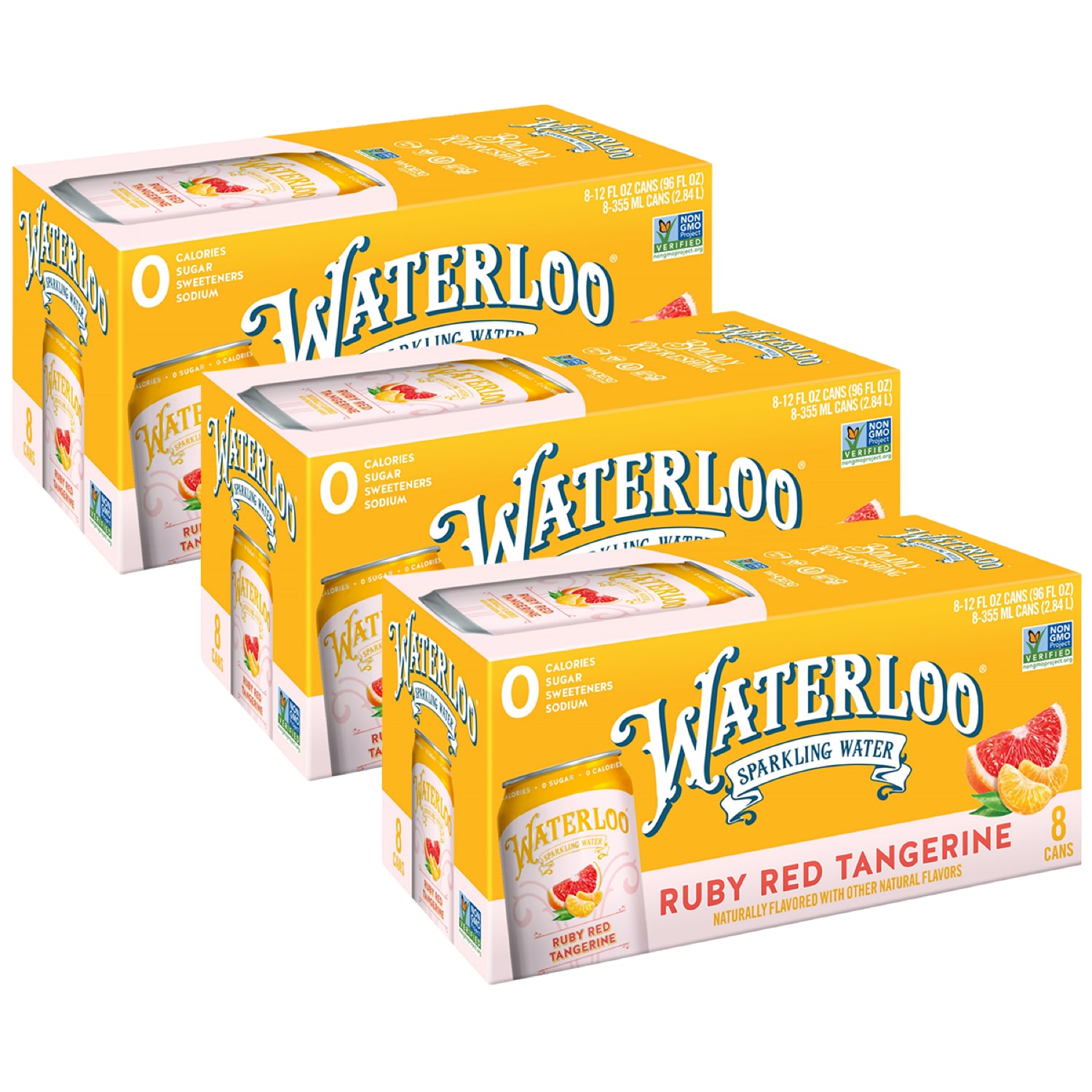 Waterloo Sparkling Water, Ruby Red Tangerine, Cans, Case